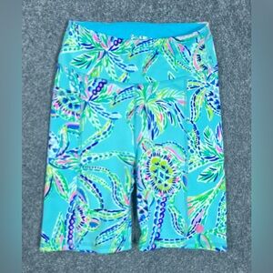 Lilly Pulitzer Luxletic XXS Small  Blue Floral Biker Shorts with Pocket